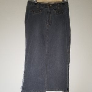 Vintage Desert Diva Sherry Holt Denim maxi skirt Slits Cotton Boho
